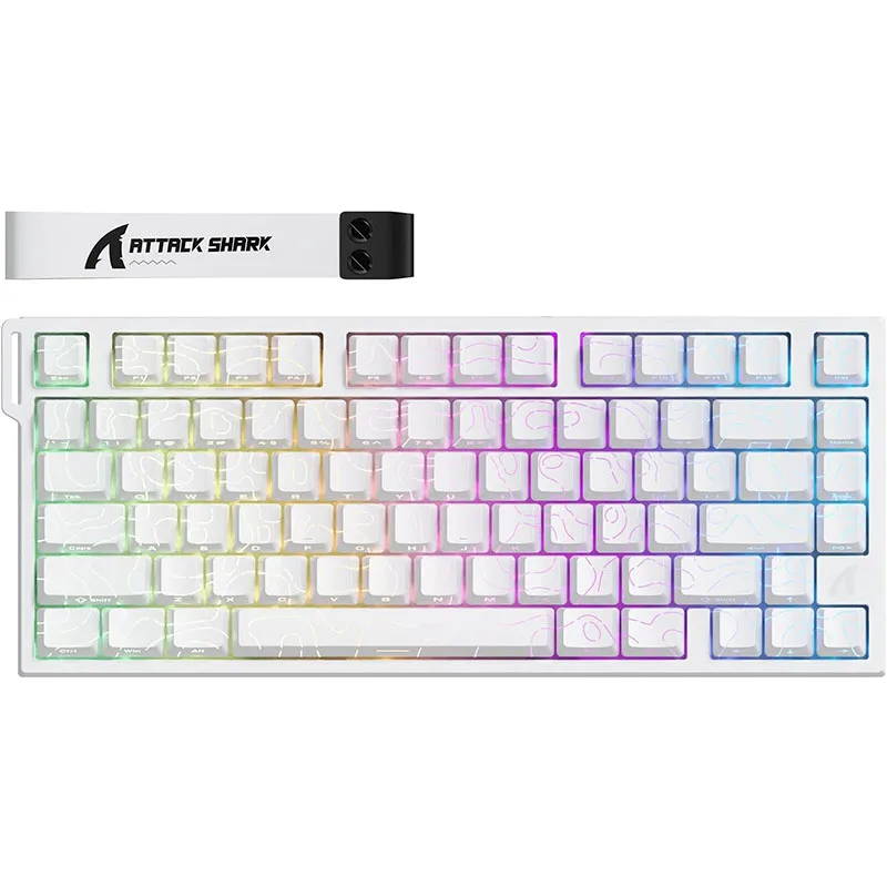 מקלדת מחוברת ATTACK SHARK R82 HE 75% 8000Hz עם טריגר מהיר, דיוק RT ברזולוציה של 0.005mm, מתג מגנטי, לטינות של 0.08ms, תאורת RGB