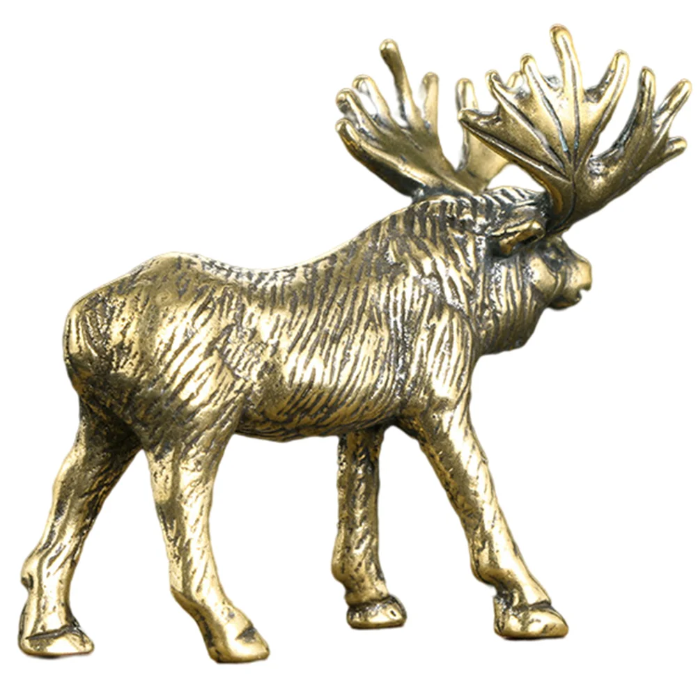 

Brass Elk Wildlife Indoor Desktop Decor Adornment Tabletop Deer Exquisite Ornament Office Craft