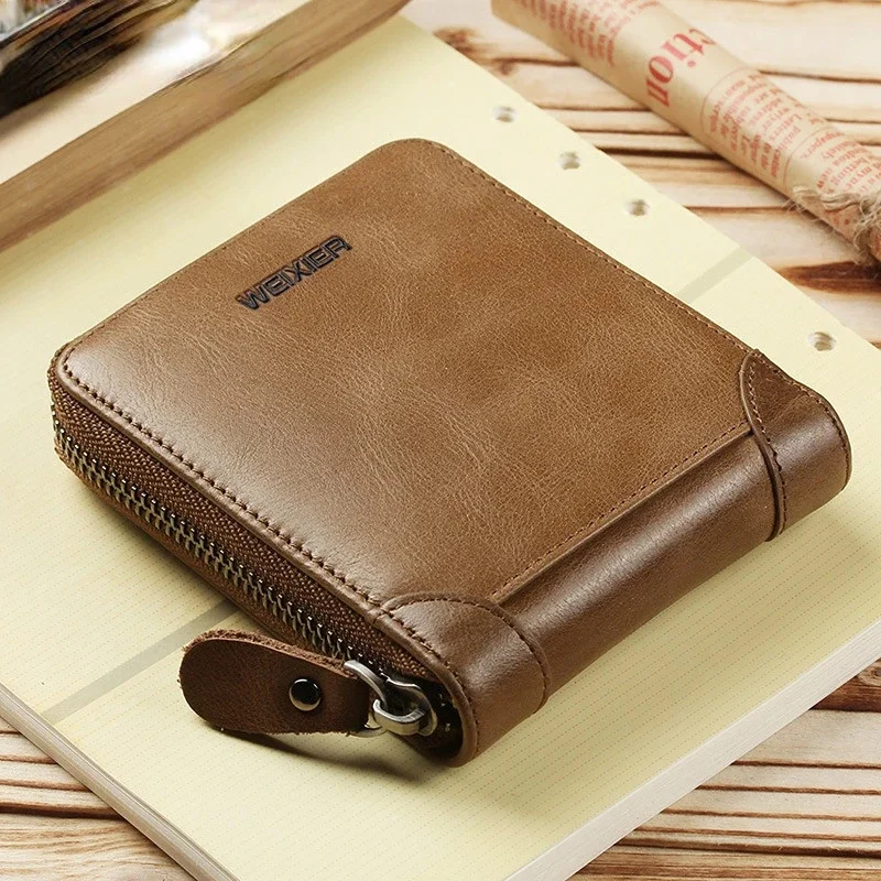 

New Men's Zipper Men PU Photo Bank Card Holder Purse for Male Note Compartment Coin Pocket Wallets