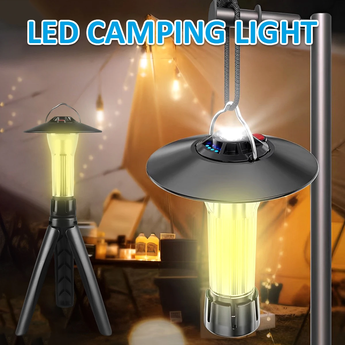 

New LED Camping Lantern Portable Camping Hanging Lights with 3 Lighting Modes Waterproof Tent Light USB Rechargeable LED