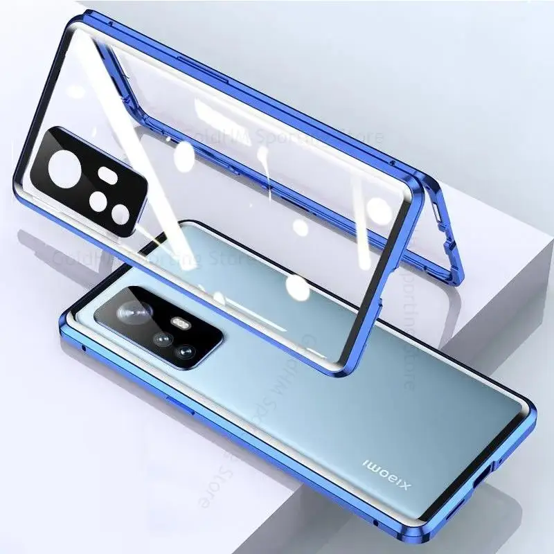 

9H Tempered Glass Phone Case For Xiaomi 12X 12 Pro Magnetic Adsorption Flip Cover For Mi 12X 12 360 Double-Sided Film Protector
