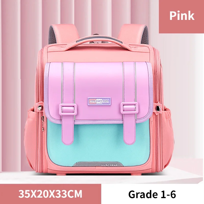 Primary Grade 1-6 Children British Style Horizontal Backpacks for Student New Girl Boy Oxford Fashion Large Schoolbags with Belt 6