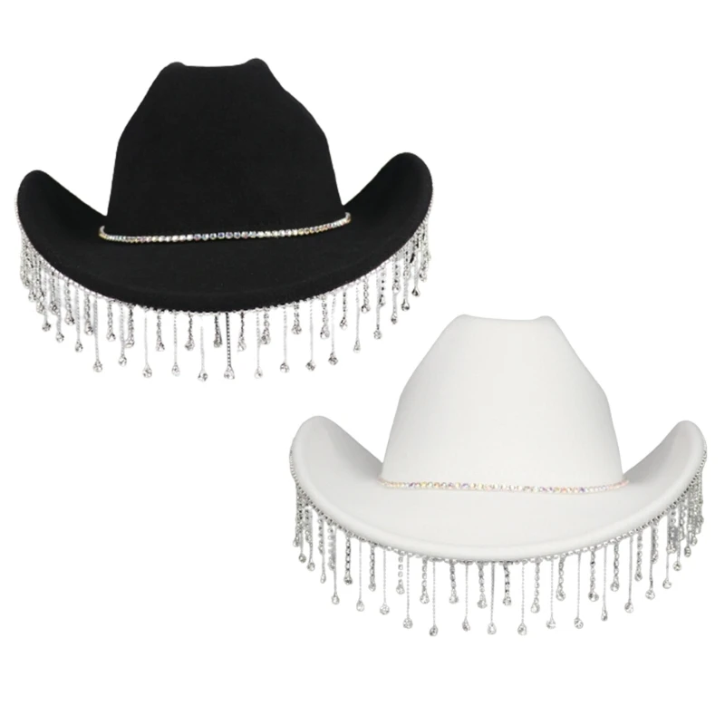 

Hat Tassels Cowboy Hat Versatile for Men Women Singers Comedian Dropship