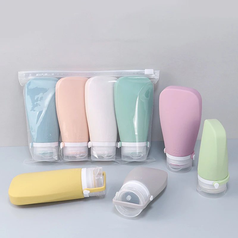 Flacone Di Lozione Riutilizzabile In Silicone Da 60/90Ml Contenitori Per Dispenser Di Cosmetici Liquidi Per Shampoo Doccia Portatile Da Viaggio Vuoto