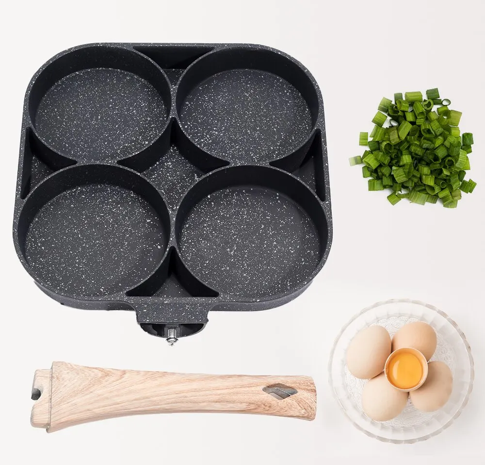 4-hole Omelet Pan Frying Pot Thickened Non-stick Egg Pancake Steak Cooking  Pan Hamburg bread Breakfast Maker Induction cooker - AliExpress