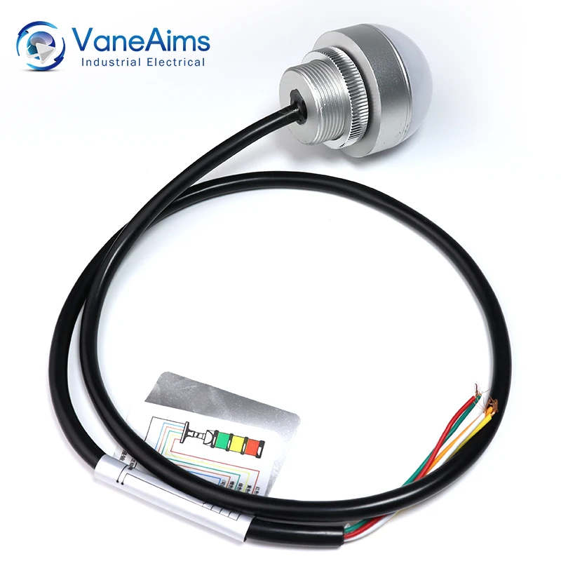 VaneAims-pouvez-vous rophare tricolore en métal étanche, lumière stroboscopique, lampe de signalisation LED clignotante avec buzzer, rouge, vert, jaune, 12V, 24V