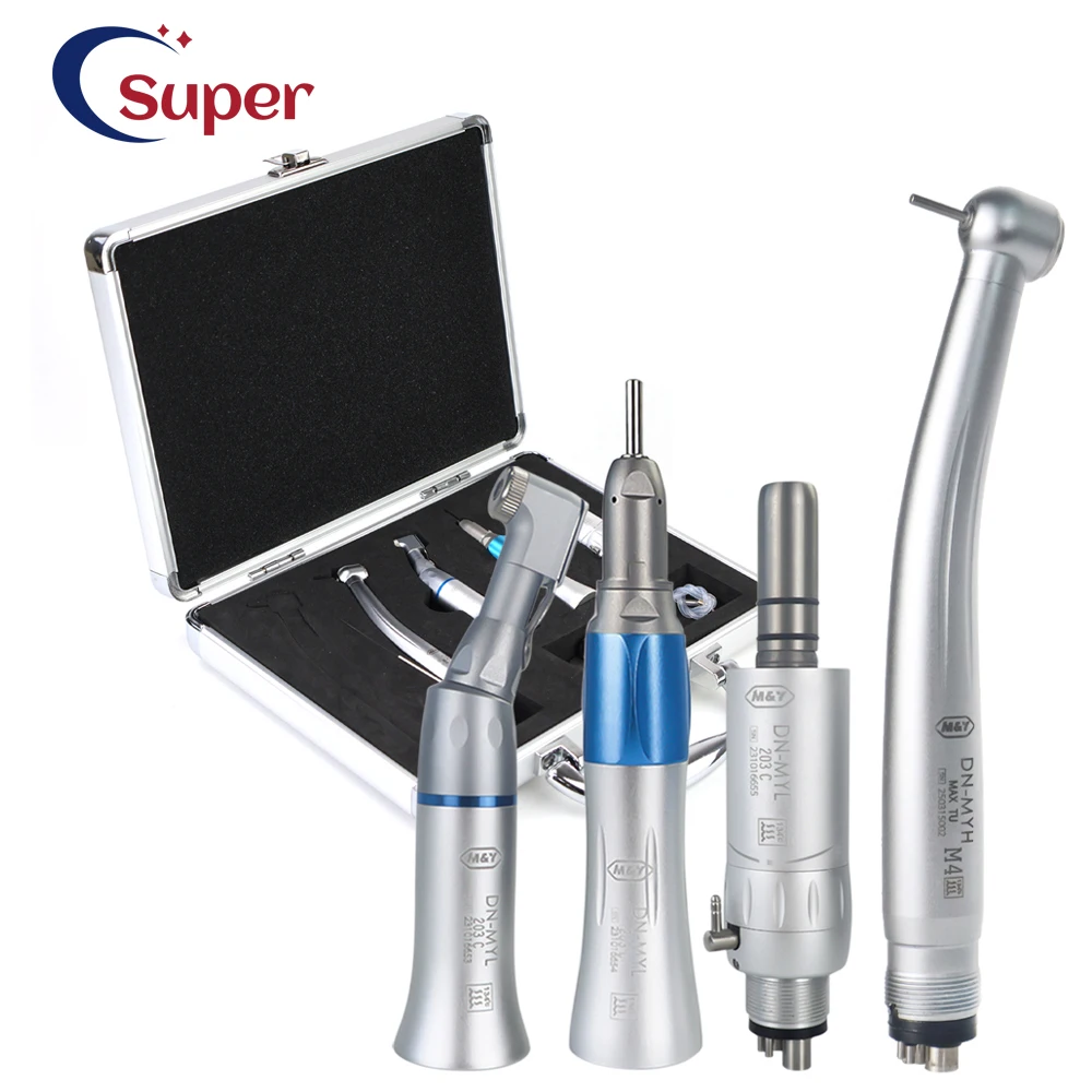 Dental High speed & Low Speed Handpiece Kit Straight Contra Angle Air Motor Single Water Spary Air Turbine 4 Hole 2 Hole Lab