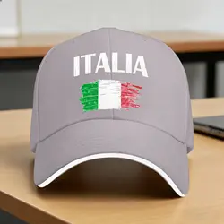 Vintage Italian Flag Unisex Snapback Cap - Classic Summer Baseball Hat - One Size (GRAY)