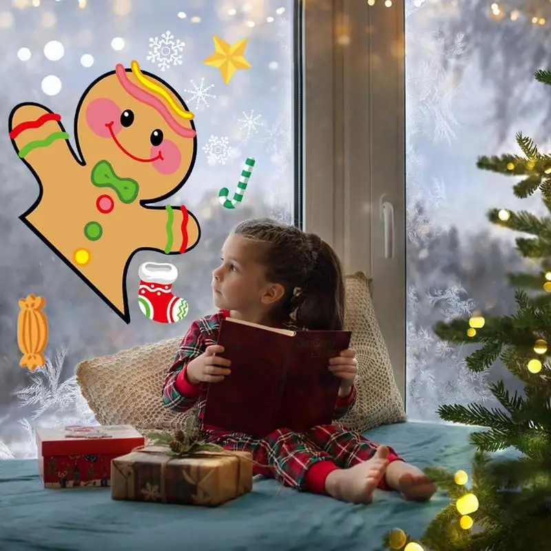 Christmas Door Stickers Holiday Window Clings Cute Christmas Mirrors Clings PVC Window Christmas Stickers Christmas Door Decals