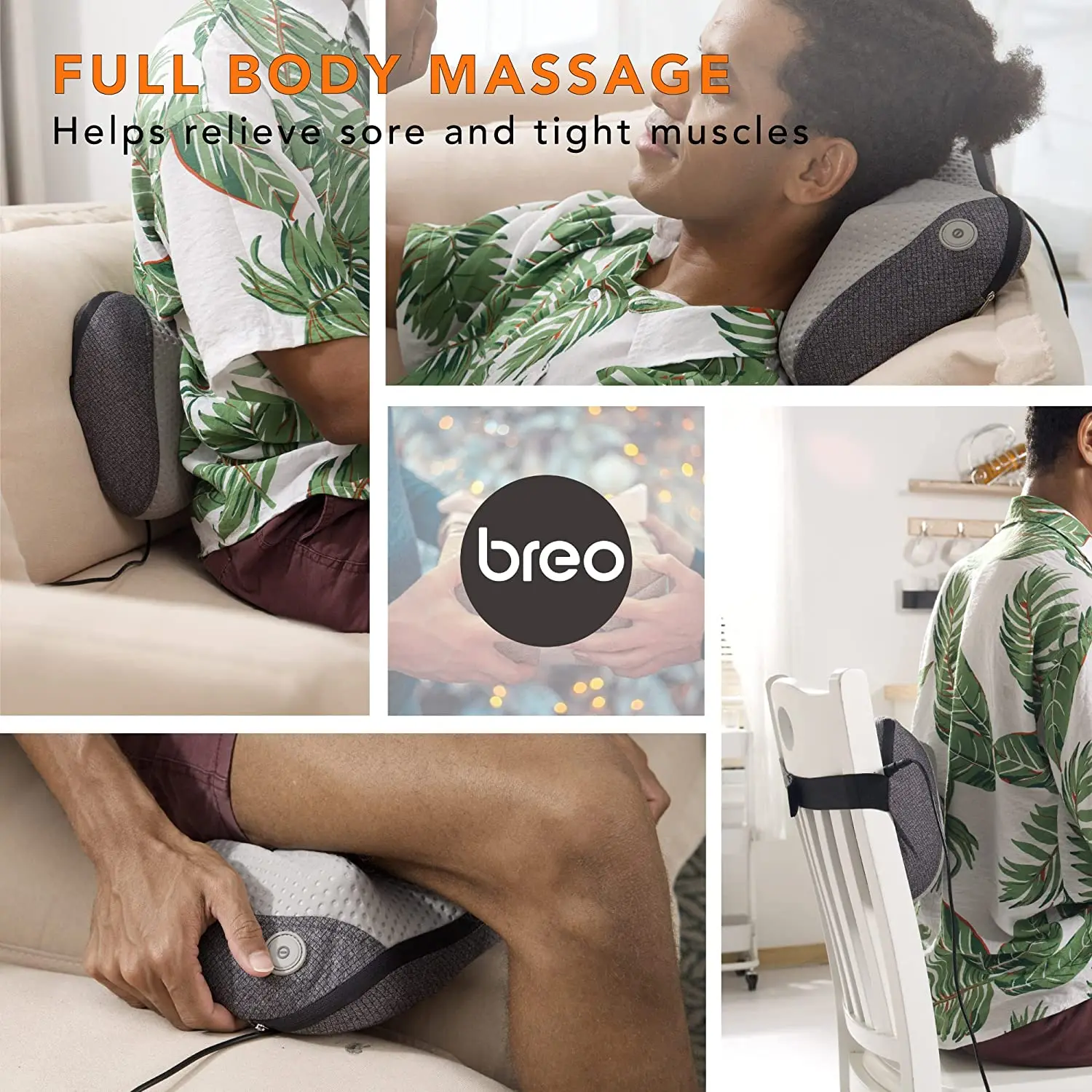 Breo Shiatsu Neck & Back Massager With Heat 3d Deep Kneading Pain Relief  Shoulder Massage Electric Pillow For Neck Leg Foot - Massage Shawl -  AliExpress