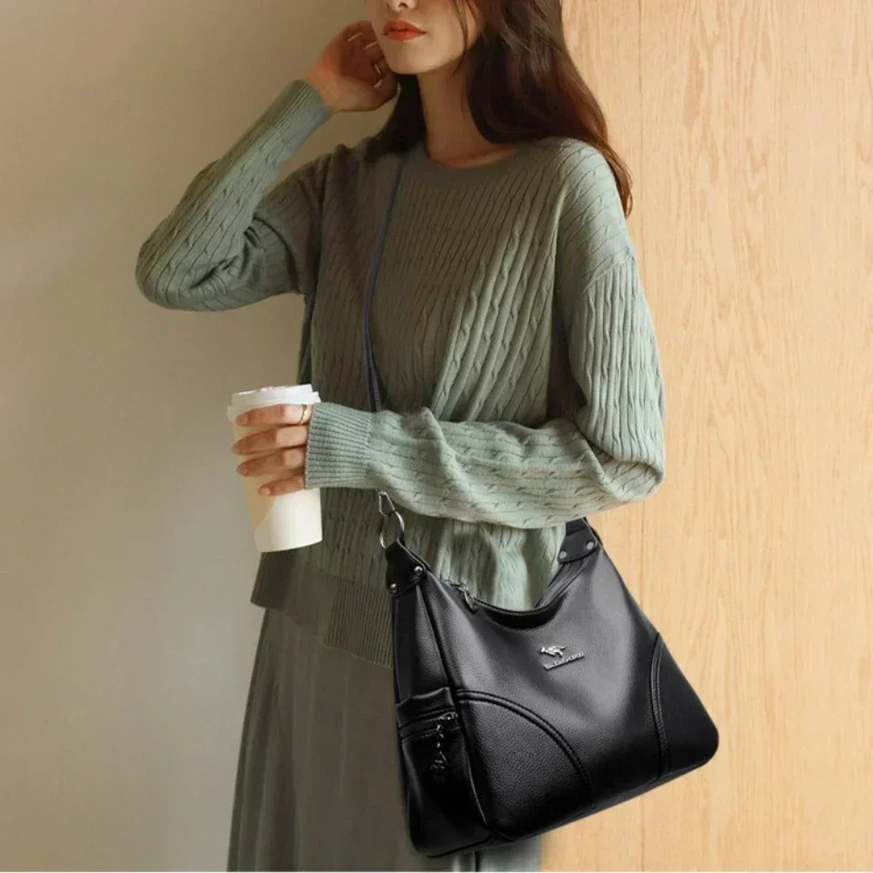 Fashion Genuine Soft PU Leather Women Tote Bags Luxury Female Shoulder Crossbody Bag Large Capacity Ladies Handbags Sac A Main 3