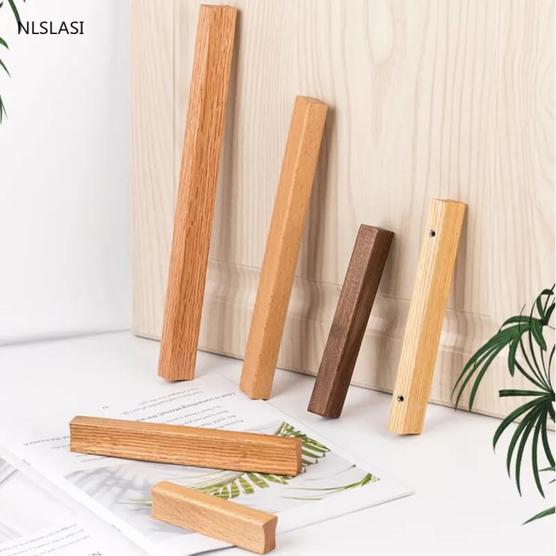 Manija de madera Natural para muebles, tiradores de puerta de armario de  cocina, tiradores de cajón, herrajes para muebles, 1 unidad