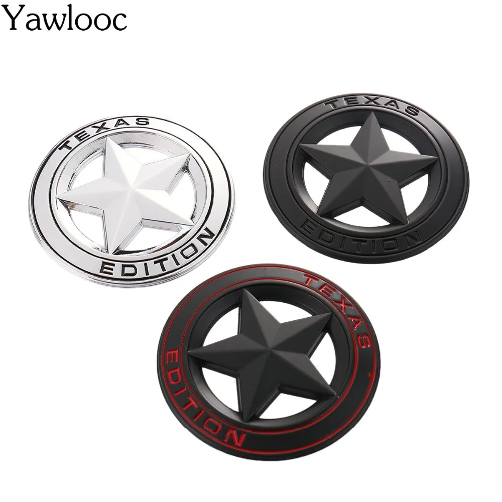 Metal Texas Edition Shield Star Emblem Badge Car Fender Side Tail Body Sticker Per Jeep Wrangler Liberty Grand Cherokee