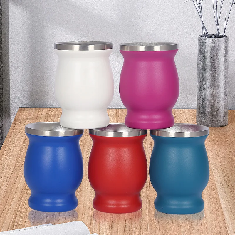 Description Picture 4 of itemYerba Mate Gourd Tea Cup Set 12Oz Double-Wall Stainless Coffee Water Cup with Lid 1 Bombillas Straws Filter Spoon&Brush