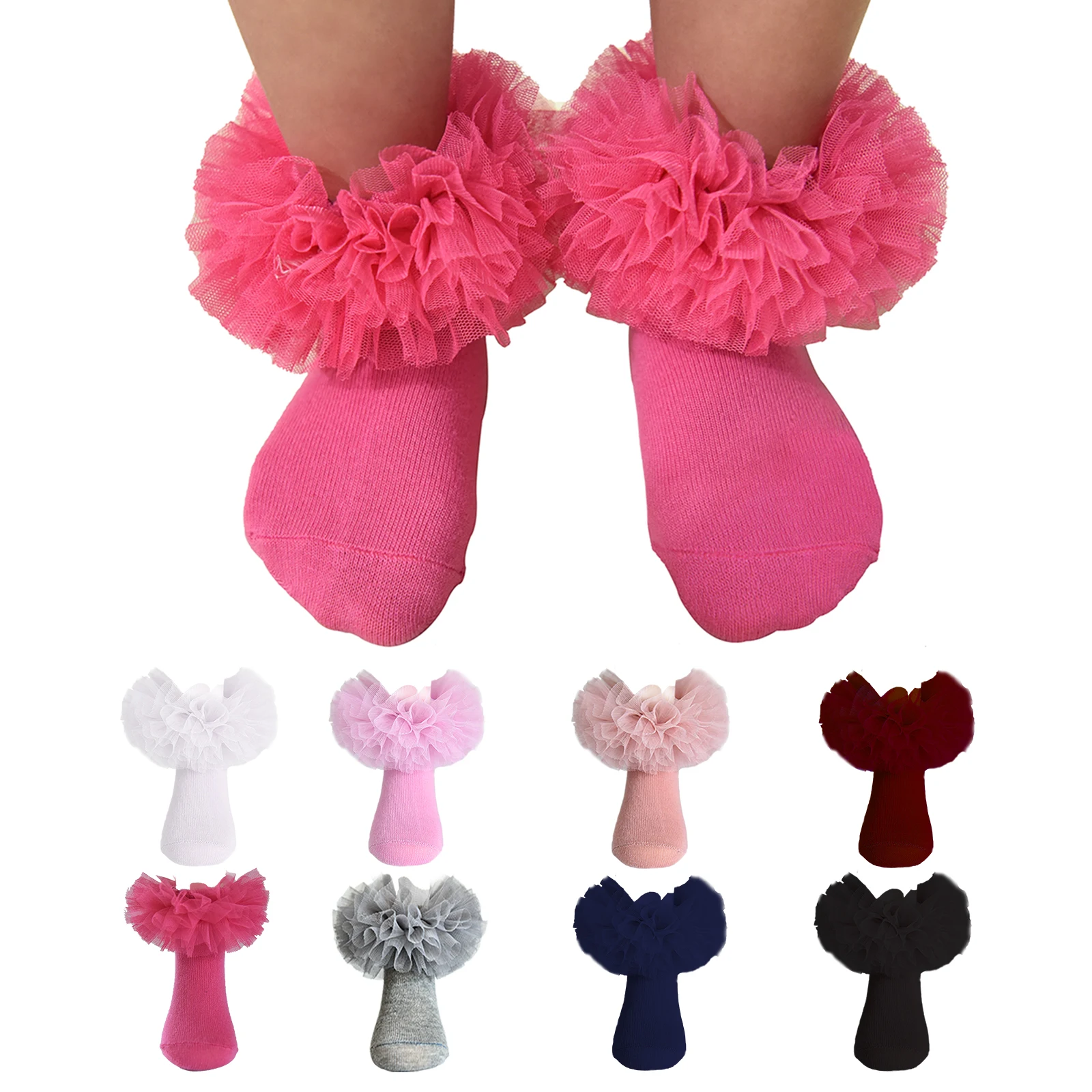 Girls frilly socks fluffy frilly princess dress socks newborn/baby