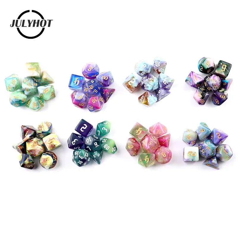 7Pcs/set Four-color Multi-sided Digital Dice Set Running Group Game Accessories Dice