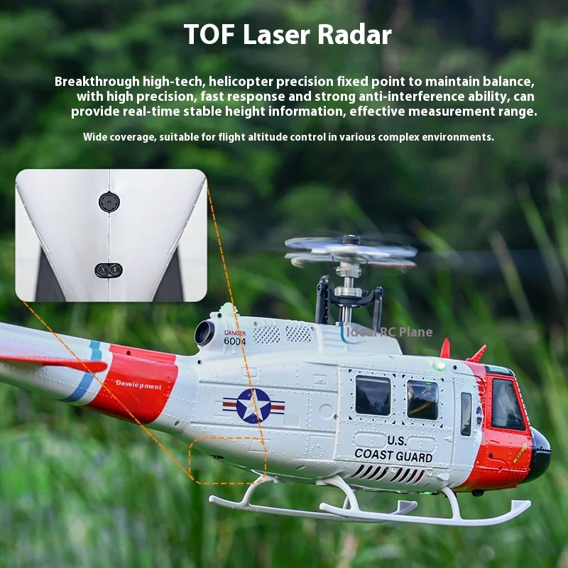 유샹 F07s 원격 조종 헬리콥터 우-1 휴이 브러시리스 헬리콥터 모델 GPS 위치추적 RTF 자동 복귀