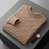 Autumn and winter new thick 100% wool cashmere sweater men's semi-high neck twisted pullover plus size coat casual knit top 4