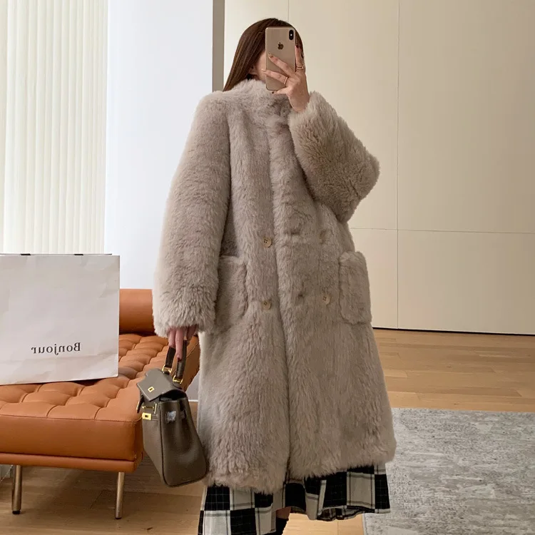 

Mingyuan Lamb Wool Toka Fur Integrated Fur Coat Autumn/Winter Women's Sheep Fleece Cutting Young Medium Length Coat