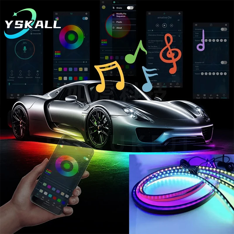 

Car Flexible Underglow Strip Light LED Underbody APP Control RGB Neon Lights for Auto Decorative Ambient Atmosphere Lamp