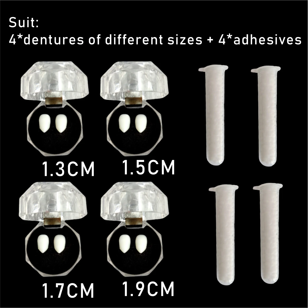 Vampire Fangs Cosplay Kit with Adhesive Glue Gift Set