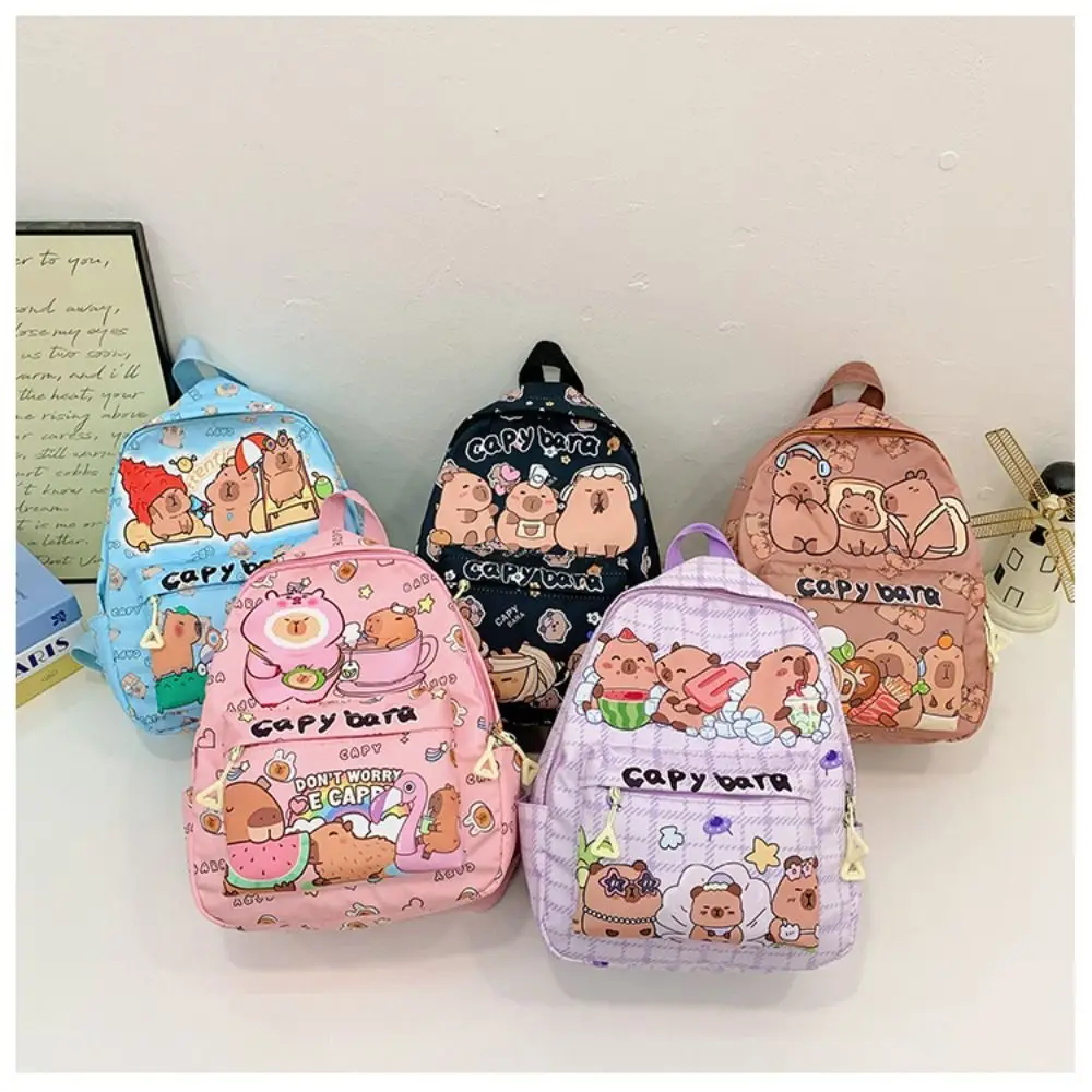 Cute Large Capacity Capybara Backpack Breathable Cartoon Student Schoolbag Nylon Ultra-light Book Bag