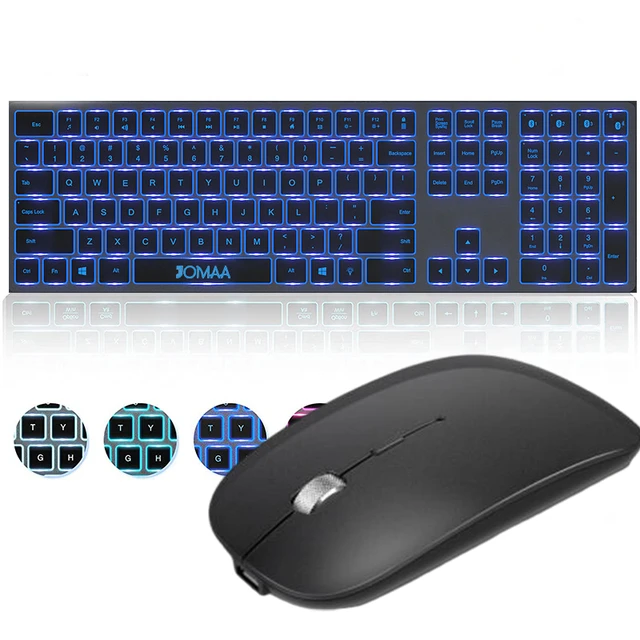 Clavier et souris de jeu rétroéclairés sans fil Bluetooth, rechargeables,  minces, multi-appareils, Windows, Mac OS - AliExpress