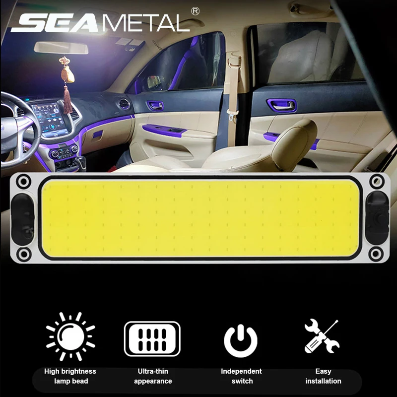 SEAMETAL 54/108LED 12-24V Car Reading LED Night Strip Light Interior Light Ceiling Lamp with On Off Switch for Van Lorry Truck