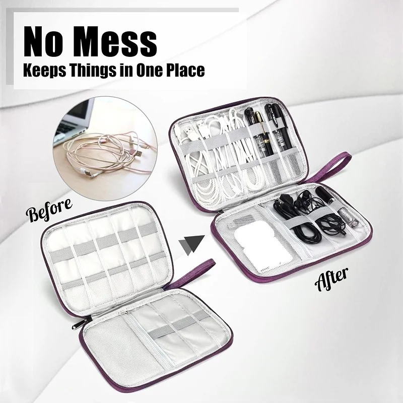 Electronics Organizer Bag Travel Waterproof Carrying Pouch Bag Universal Cable Organizer Electronics Storage Bag Accessories - 3