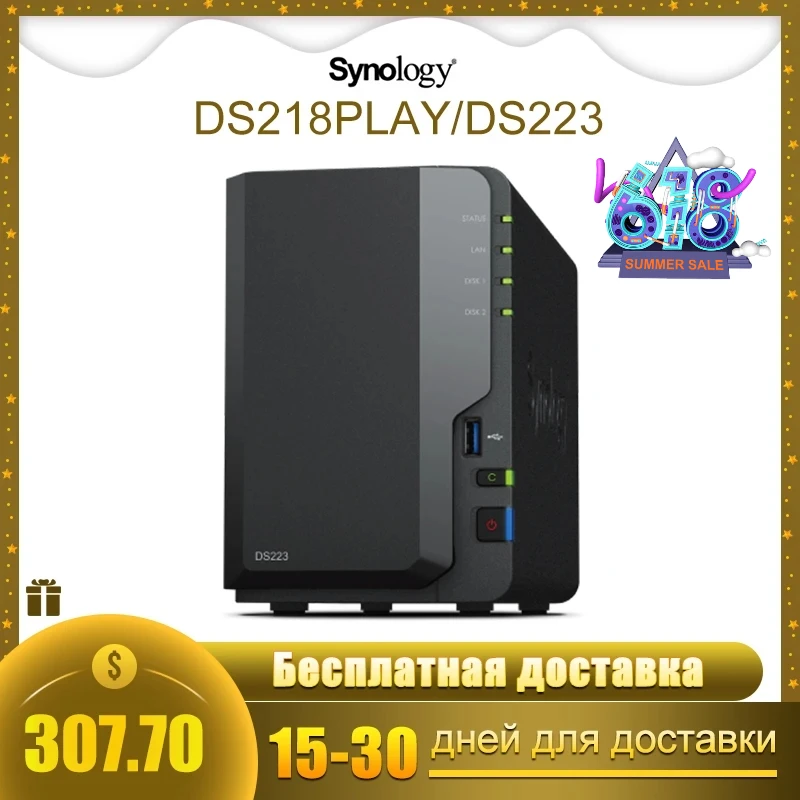 Synology DS218play/DS223 Nas 2 bay Quad-Core 1.4 GHzNetwork Storage  Diskless Server with 4K video transcoding support - AliExpress