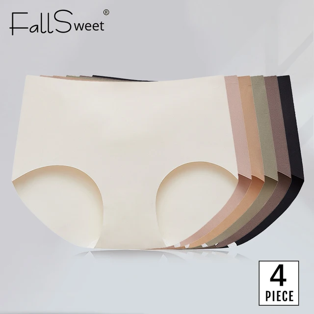 Falllsweet 4 pièces/ensemble slips en soie sans couture pour femmes culottes en soie de mûrier sous-vêtements confortables sous-vêtements doux et légers M-2XL 1