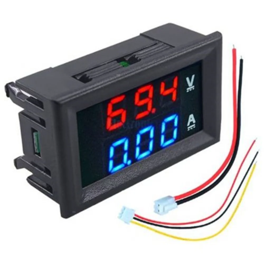 

DC 0-100V 10A Digital Voltmeter Ammeter Dual Display Voltage Detector Current Meter Panel Amp Volt Gauge 0.28" Red Blue LED