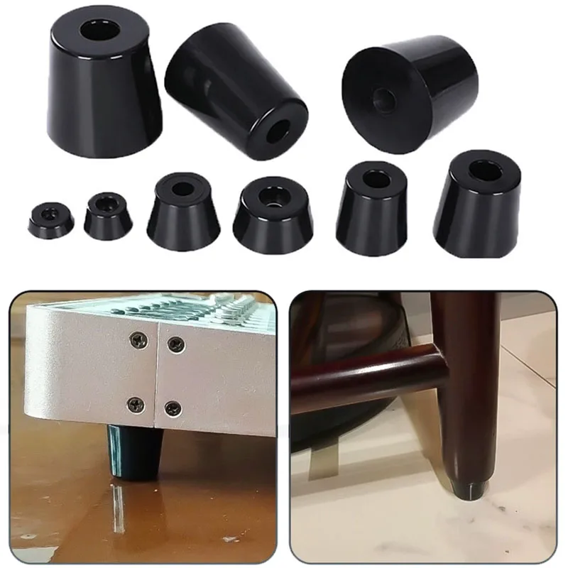 

8pcs Anti Slip Furniture Legs Feet Black Speaker Cabinet Bed Table Box Conical Rubber Shock Pad Floor Protector Furniture Parts