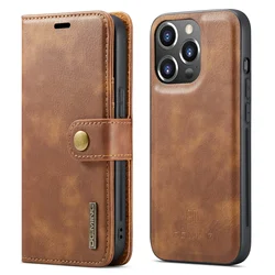 Funda de teléfono de cuero magnética y desmontable con tarjetero