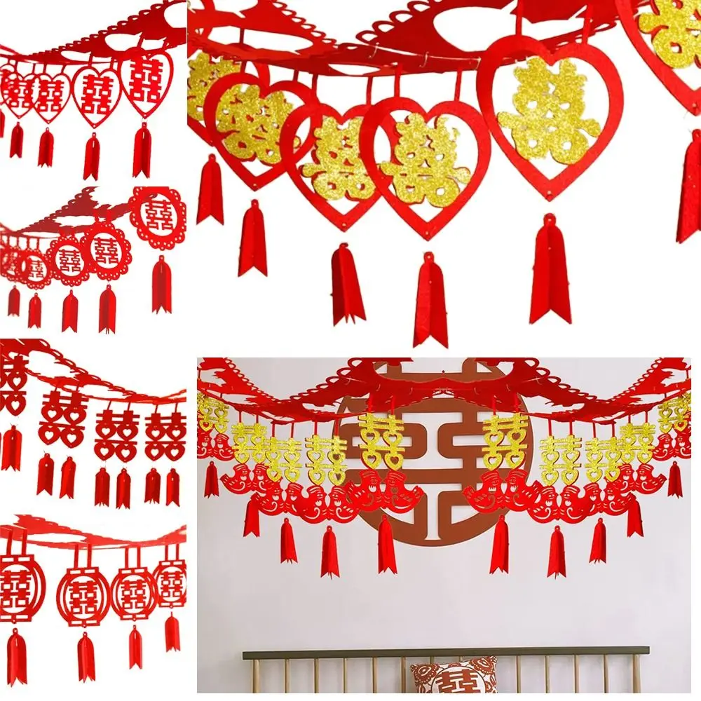 Hochzeits dekorationen im chinesischen Stil DIY traditionelles Frühlings fest chinesische Ehen hängen Banner Vlies Wohnkultur – Detail 7