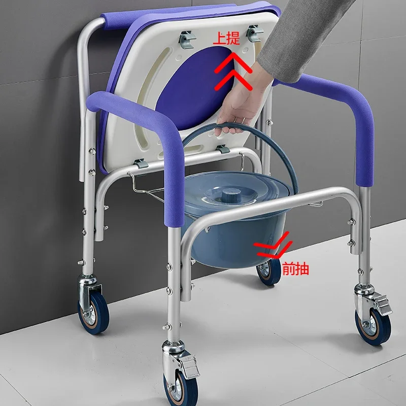 Elderly Shower Chairs with Wheels Elderly Transfer Chair Portable Elderly Toilet Chair for Patient Folding Transfer Wheelchair 3