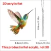 Hummingbird Acrylic 2D Pendant Home Decorative Window Car Interior Hanging Catch The Sun Window Decoration Bag Key Pendant 6