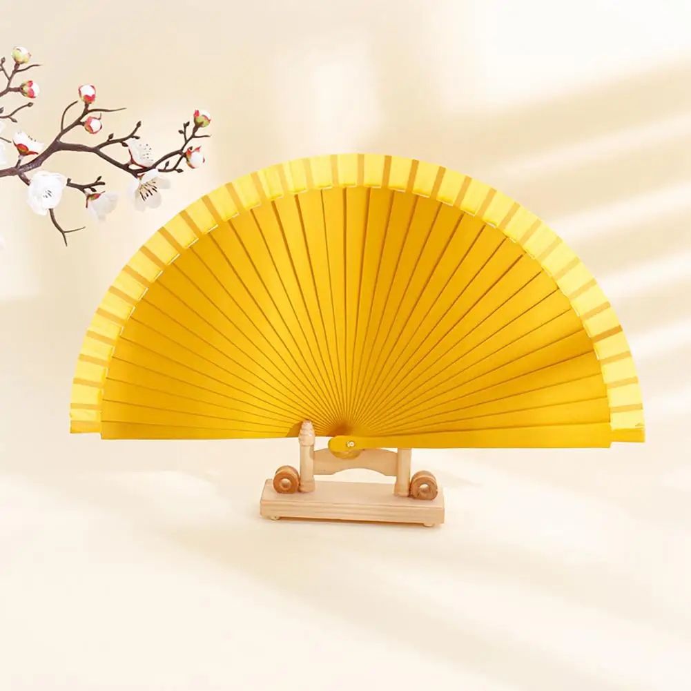 Vintage Chinese Fans Pattern Folding Dance Wedding Party Decoration Handheld Fan Wooden Shank Fan Decorative Fan Art Craft Gits images - 6