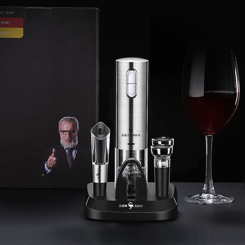 Bottle Opener Wine Opener Luxury LFGB Certificate Auto Electric 304 Stainless Steel Wine Corkscrew Set Bottle Opener Home Kitchen Tool Party Accessories