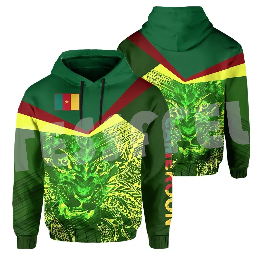 NewFashion Africa Country Cameroon Flag Black History Tribel Tattoo Retro Tracksuit 3DPrint Unisex Casual Funny Jacket Hoodies Q