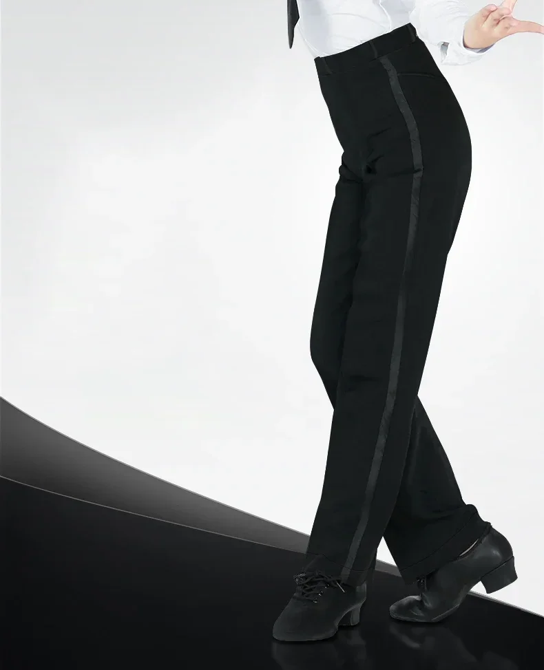 Pantaloni Da Ballo Latino Uomo - Eleganti Flare Per Salsa Tango Con Vita Alta E Strisce Di Satin - Foto 2