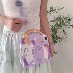 Colorful Kids' Cartoon Silicone Tablet Stand Case - Durable Protective Cover with Fun Designs for Mini 1 2 3(7.9 inch) (360 Candy Unicorn)