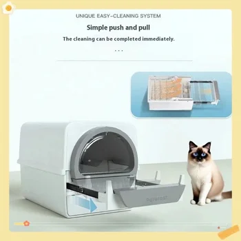 Grande lettiera per gatti chiusa con paletta portatile Controllo semiautomatico degli odori Design facile da pulire Toilette per gatti per un comfort Livi
