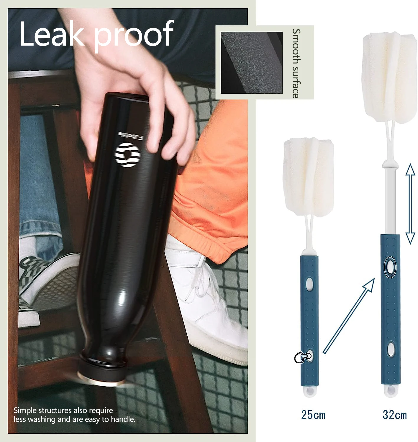 Stainless steel water bottle 1 liter 1000ml vacuum insulated cup