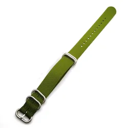 Premium Nato Nylon Canvas Watch Strap - Blue, Green, and Black with 5 Ring Buckle - 24mm (Green)