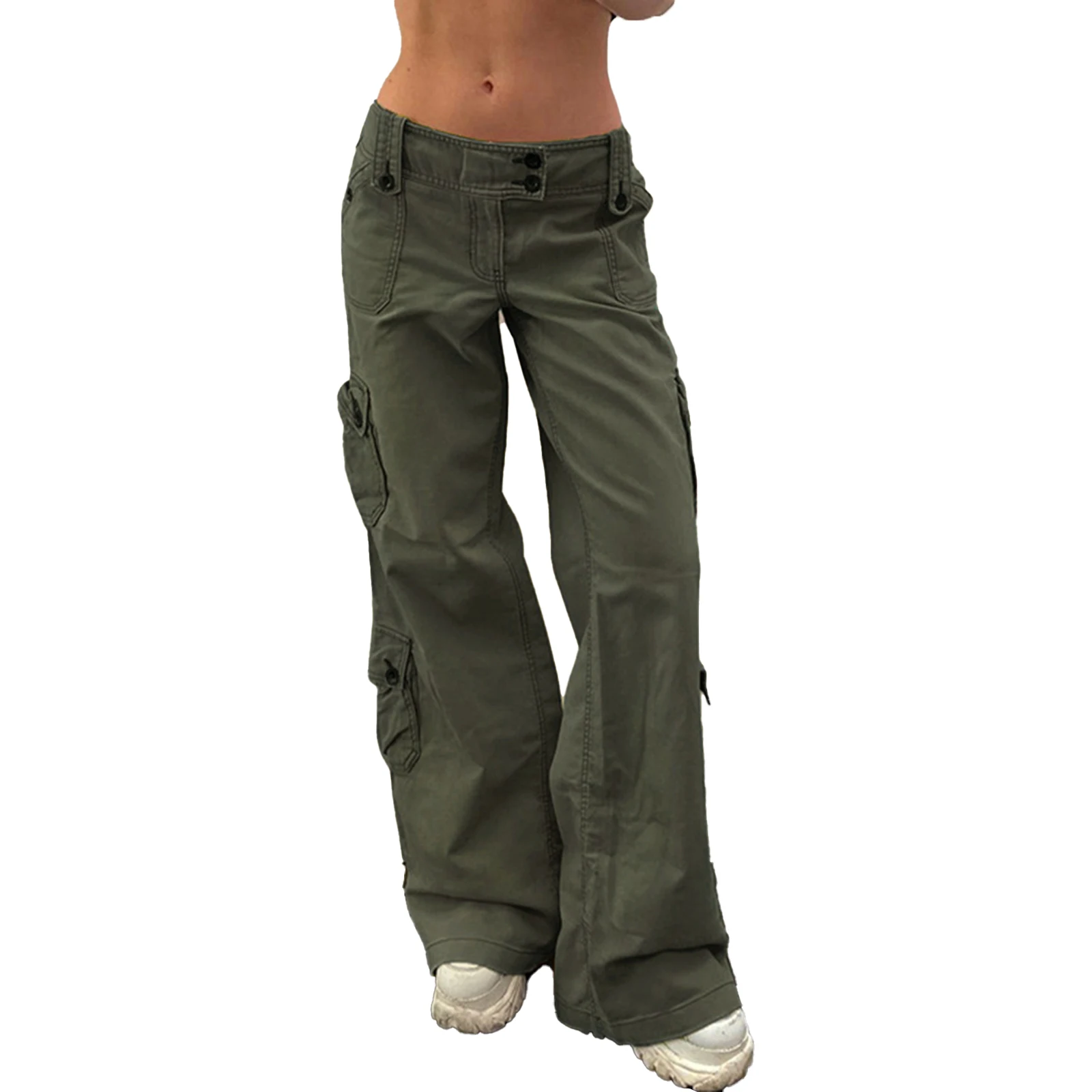 

HEZIOWYUN Women Denim Pants Plain Retro Vintage Style Low Waist Buttons & Zipper Long Trouses Ladies Street Wear Jeans Pants