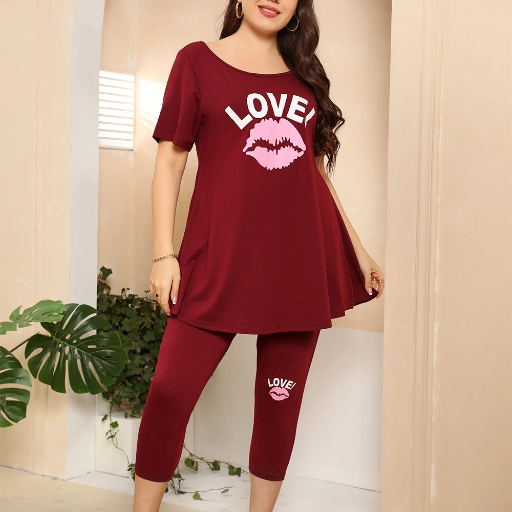 GIBSIE Plus Size Pajamas Sets Women 