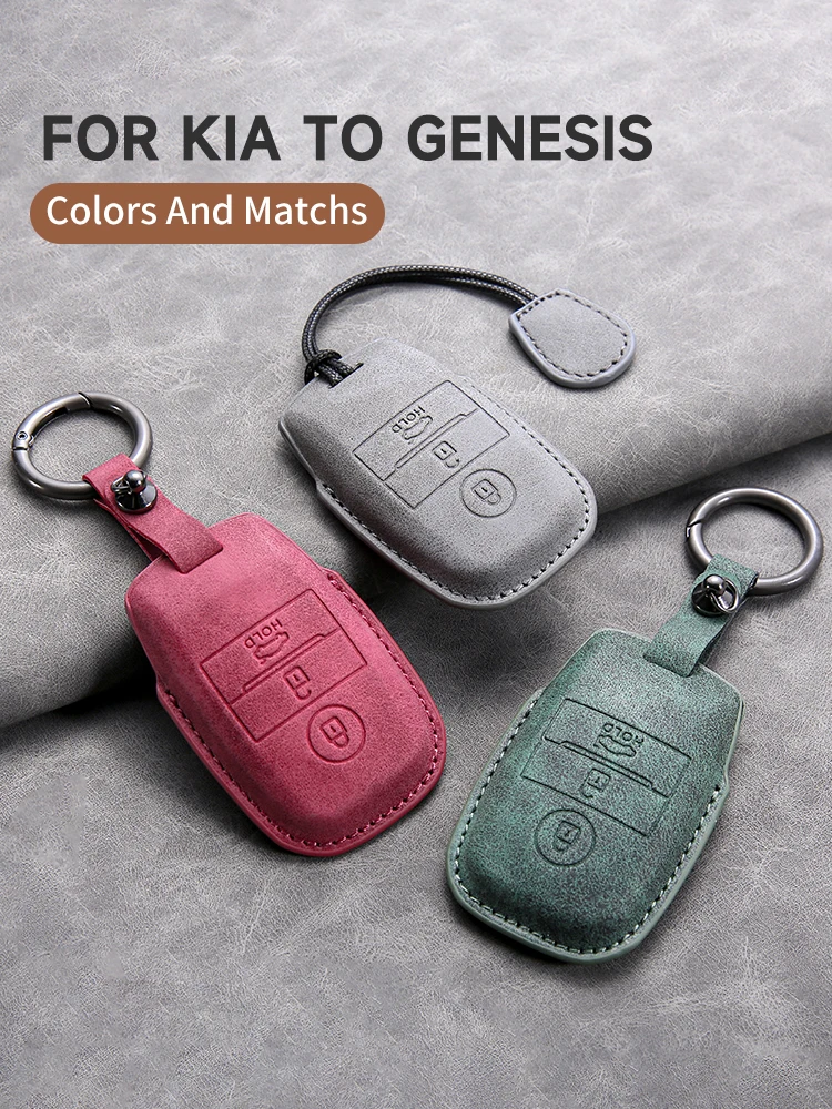 for Kia To Genesis Car Smart Key Case Cover Key Pack Remote Protection Sleeve Buckle Rope Special Auto Accessories Multi Styles