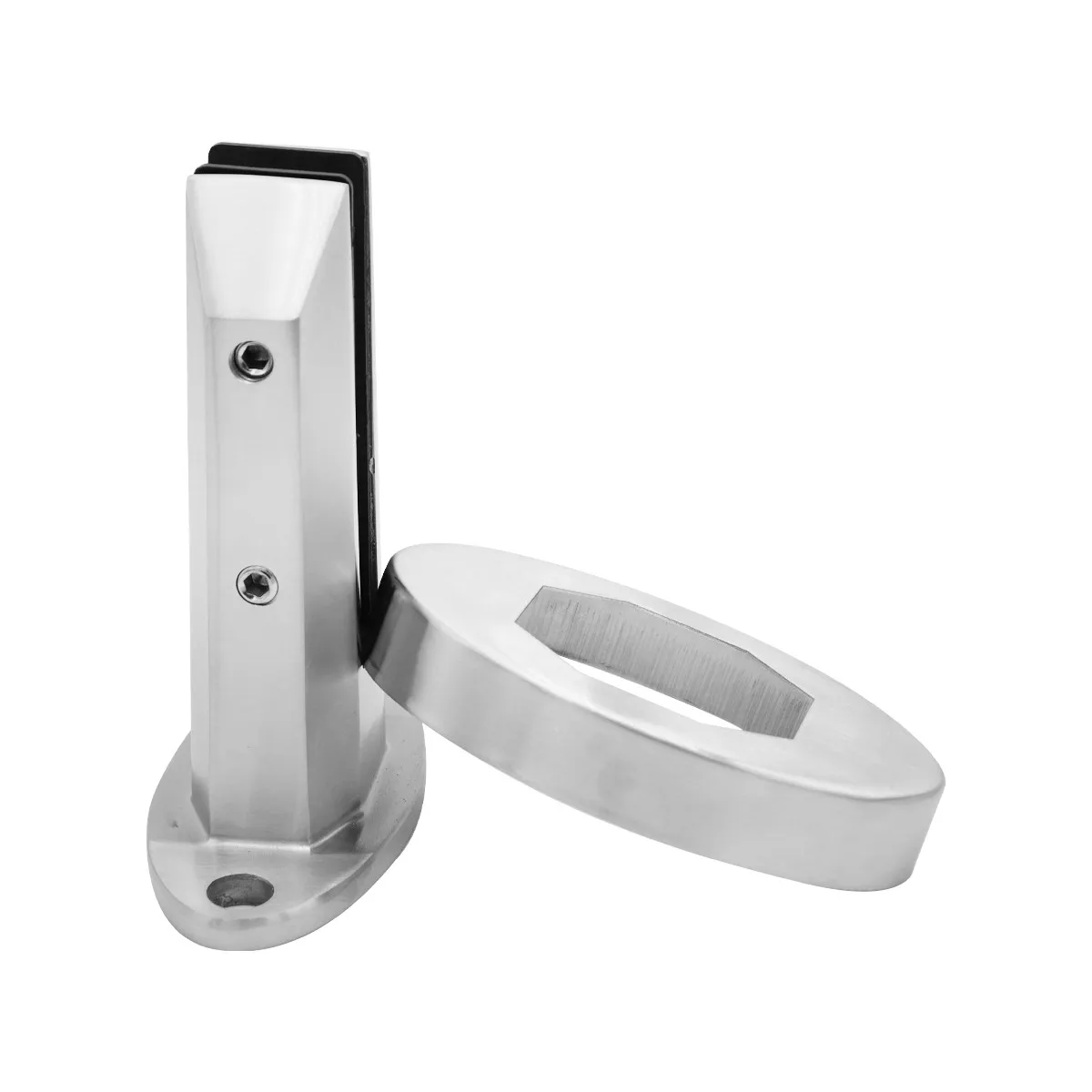 Description Picture 5 of item2205 Stainless Steel Oval Deck Mount Glass Spigot For Frameless Glass Railing Glass Pool Fencing