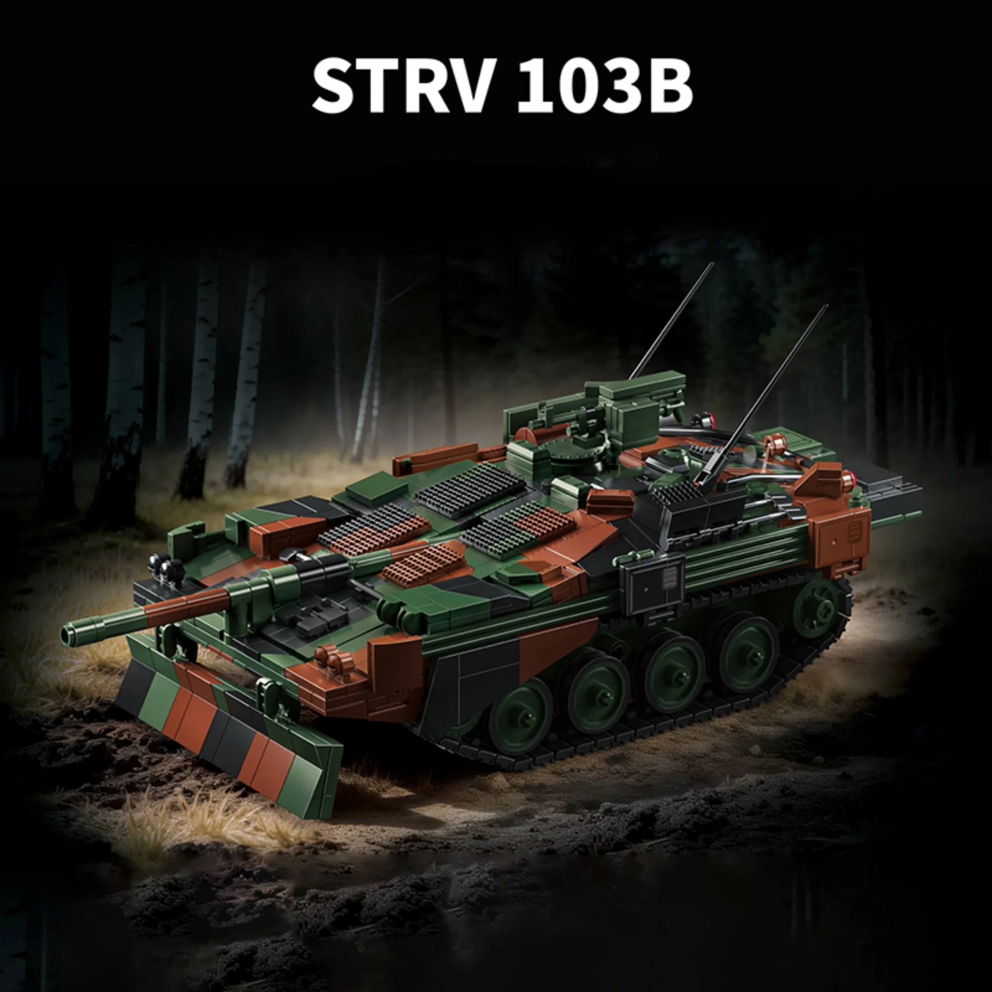 1773pcs 스웨덴 STRV103B 탱크 빌딩 블록 12GO 97039 군사 클래식 주..